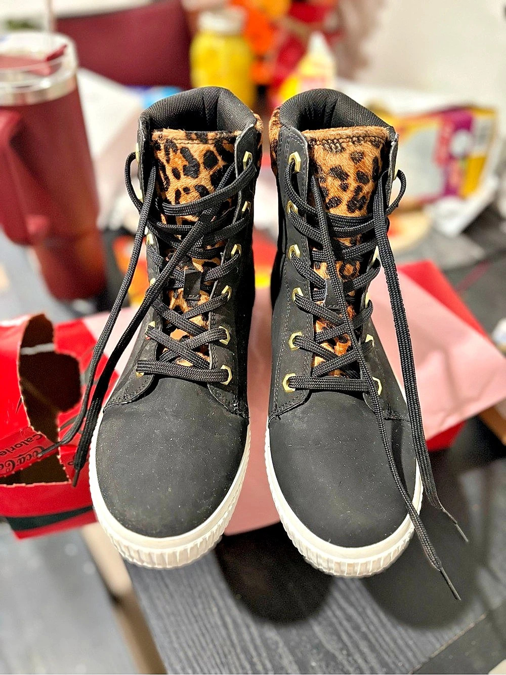 Timberland Leopard Print High Top Sneakers